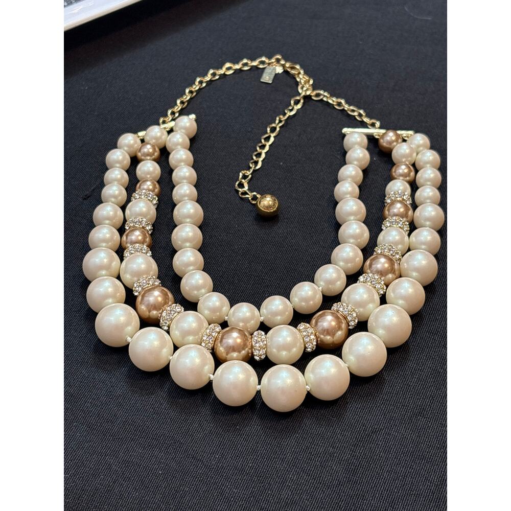 Vintage Kate Spade Faux Pearl Multi Strand Necklace - Picture 8 of 10